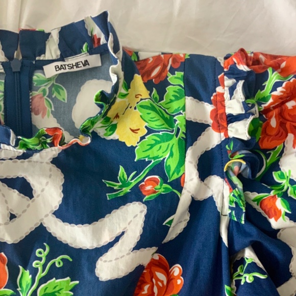 BATSHEVA blue rose floral spring prairie dress - Picture 6 of 9